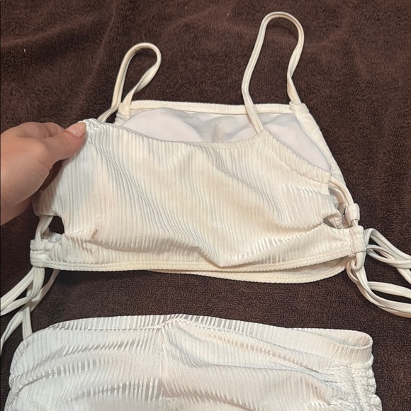 White Ruched Bikini Set - Picture 3 of 5